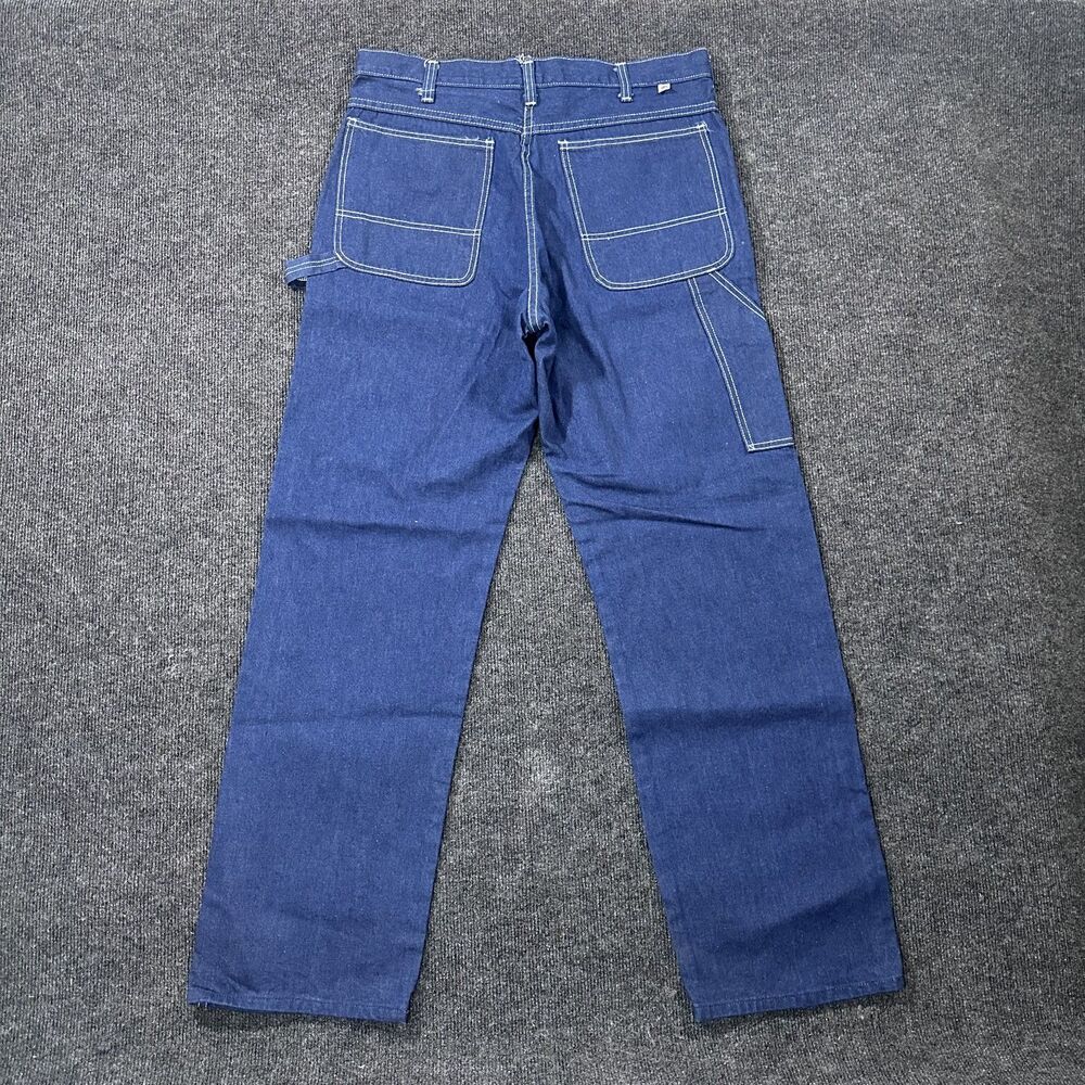 Vintage 70s Dickies Carpenter Jeans Mens 36x32 Dark Blue wash TALON Zipper